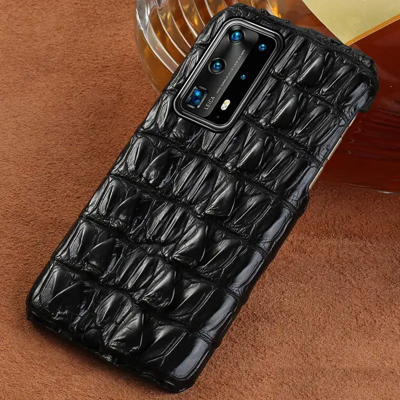 100% Original Crocodile Leather Phone case For Huawei P40 Pro P40 Lite P30 P20 Mate 20 Y7 Y9 Luxury Cover for Honor 20 Pro 10 8X