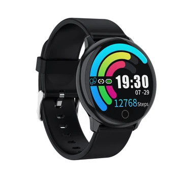 

Newwear Q16 Smart Watch Men Full Touch Screen Silicone Steel Belt Black Wristband Waterproof Heart Rate Monitor Sport Smart Band
