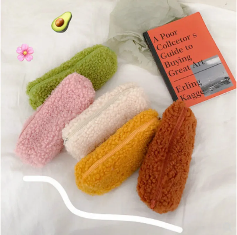 

Cute Multicolor Lamb Plush Pencil Case Girls Cosmetic Bag Student Storage Bag Coin Purse Pencil Case Office Pencil Case