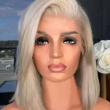 Синтетические волосы на кружеве парик 613 короткий Боб Синтетические волосы на кружеве синтетические парики из натуральных волос для черный Для женщин натуральные Цвет парики