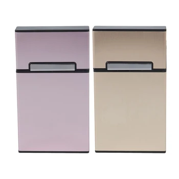 

2Pcs New Ultra Thin Fashion Pipes Creative Personality Cigaret Case Slim Metal Cigarette Box Gift Box Women Cigarette Holder(Gol