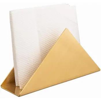 

Seat Stainless Steel Triangle Napkin Holder Restaurant Hotel Countertop Table Decor Golden desktop Paper stand Tissue Boxes Case