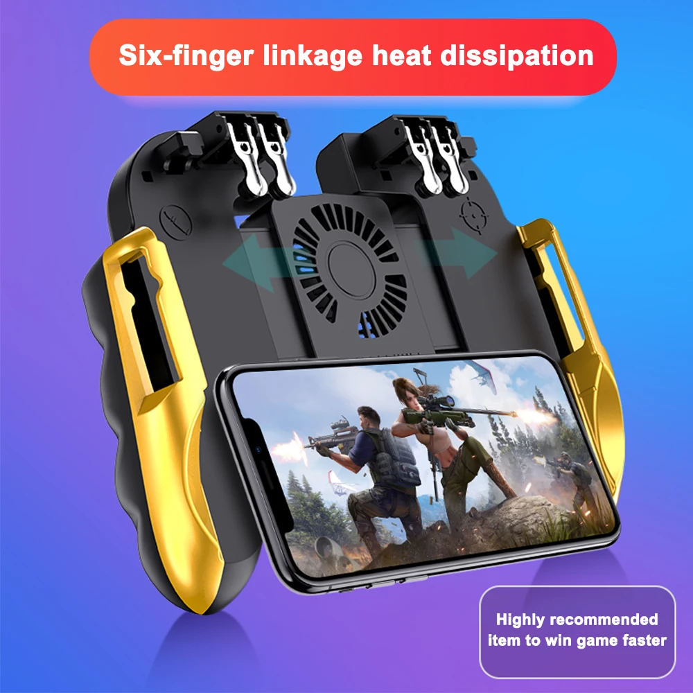 

H9 V2 Six Finger Plug-in Smart Phone Mobile Gaming Trigger For PUBG Gamepad Fire Button Radiator Shooter Gamecube Controller