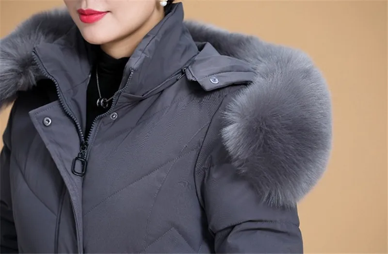 Зимняя женская куртка размера плюс 5XL 6XL,, длинная парка с капюшоном и меховым воротником, Женская куртка, уплотненный теплый пуховик, хлопковое пальто, верхняя одежда P26
