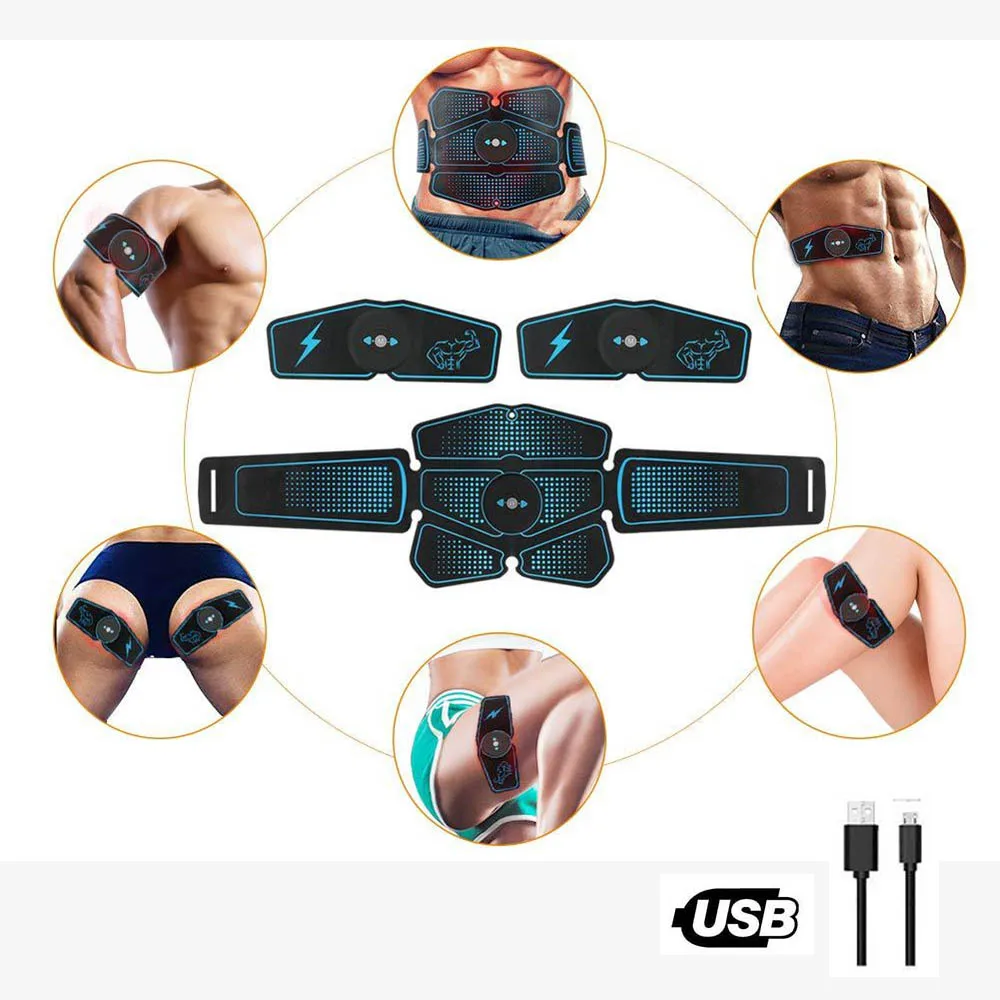 USB заряжаемый электростимулятор ABS стимулятор EMS стимулятор мышц живота Пояс для похудения бандаж Вибрационный фитнес-массажер