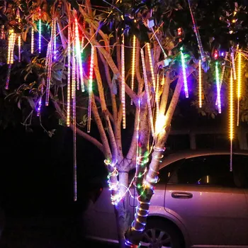 

Colorful meteor shower led lights waterproof outdoor lantern flashing string lights tree hanging garden tree lights