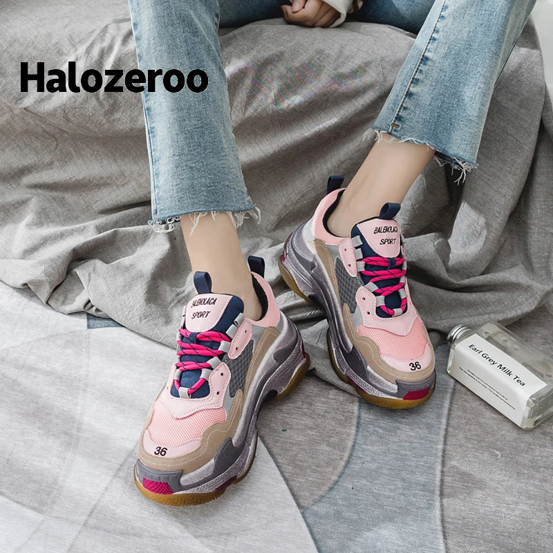 

Halozeroo plus velvet platform shoes, versatile and comfortable sports shoes, fashion color matching women's leather shoes