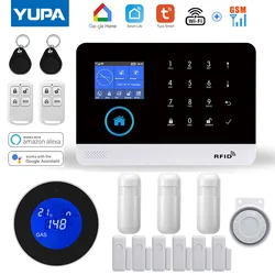 WIFI GSM Home Security Alarm System With Wireless Gas Detector Motion Sensor Detector Burglar For TUYA Smartlife APP Works Alexa