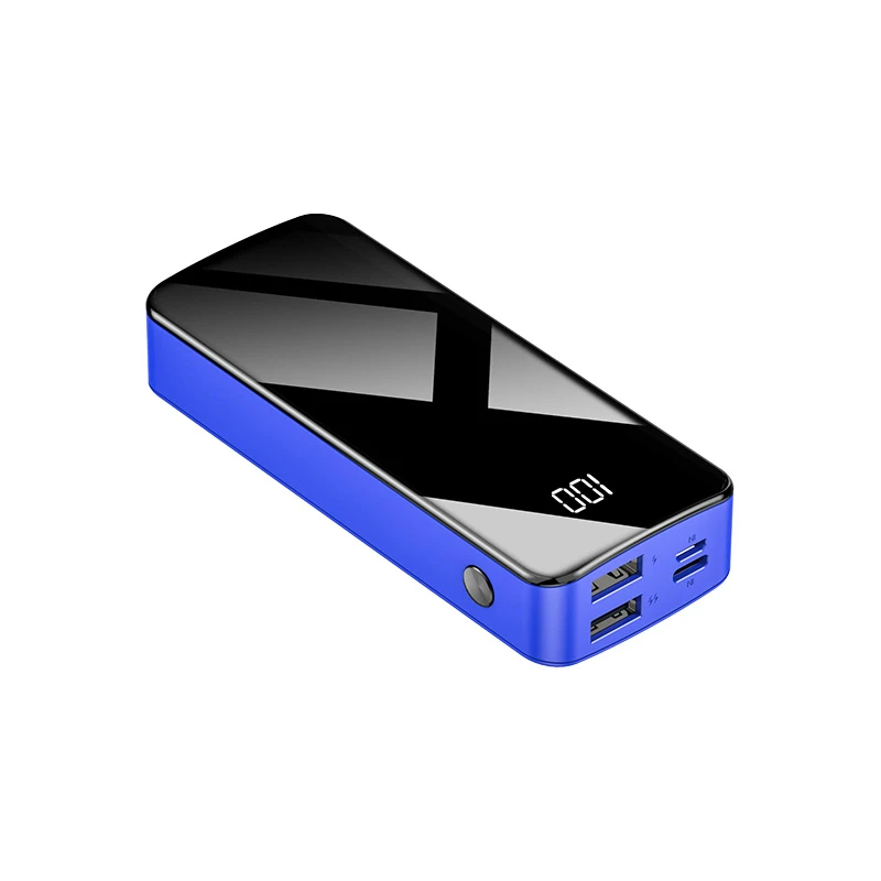 Soodoo 10000 мА/ч, два USB выхода 5В 2.1A Мощность банк батареи быстрая Портативный Зарядное устройство для Xiaomi Внешний аккумулятор на Мощность банка - Цвет: Синий