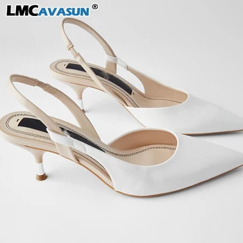 

LMCAVASUN 2020 summer new Black office high heels Women's shoes white Pointed Fine heel High heels