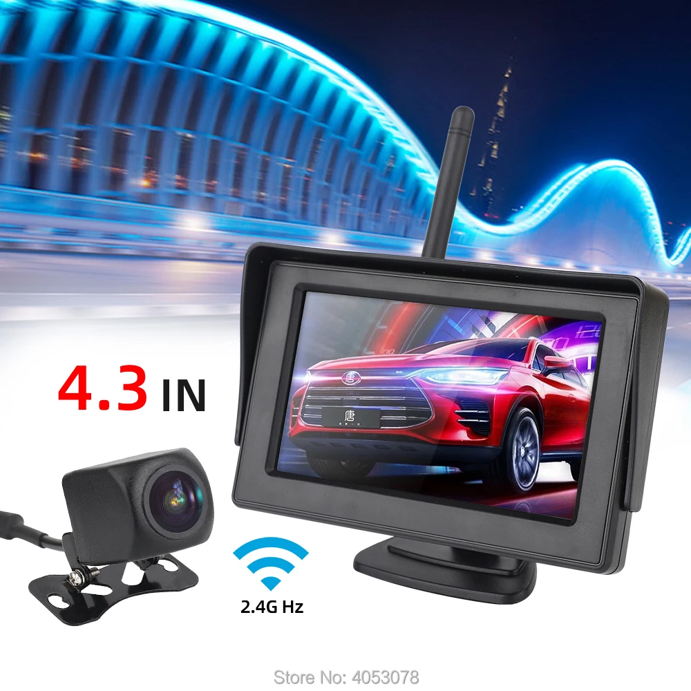 Threecar 4,3 дюймов, Автомобильный HD беспроводной монитор заднего вида, CCD видео, автомобильная система парковки, СВЕТОДИОДНЫЙ монитор ночного видения, камера заднего вида