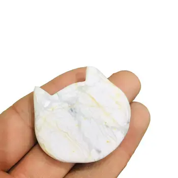 

1pc natural white turquoise quartz stone hand carvings crystal animal car head figurines statue ornaments for charms healing