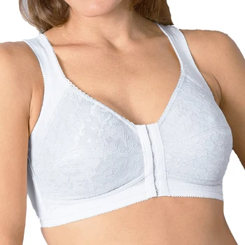 

Womens Big Size Full Coverage Non-padded Underwear Front Closure X-back Support Wirless Bra for Women 38 40 42 44 46 48 50 52 DD