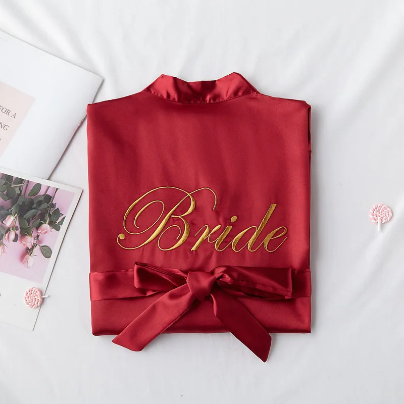 Wedding Bride Bridesmaid Robes Dressing Gown Sexy Women Bathrobe Night shirts Short Sleepwear Women Flower Kimono Plus Size