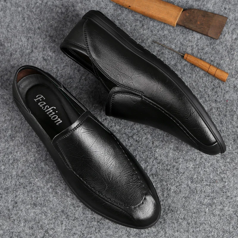 

Fashion Genuine Leather Shoes Men Brand Footwear Warm Shoes Fashion outdoor Mens Casual flats Shoes Male High Quality Loafers w5