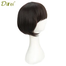 DIFEI 14 дюймов короткие прямые термостойкие синтетические волосы парик для черных/белых женщин косплей боб коричневый парики с челкой