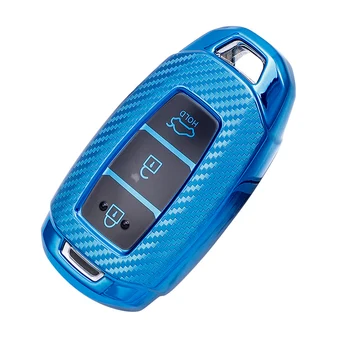 

3 Button TPU Carbon Fiber Car Key Case Cover For Hyundai i30 Ix35 KONA Encino Solaris Azera Grandeur Ig Accent Santa Fe Palisade