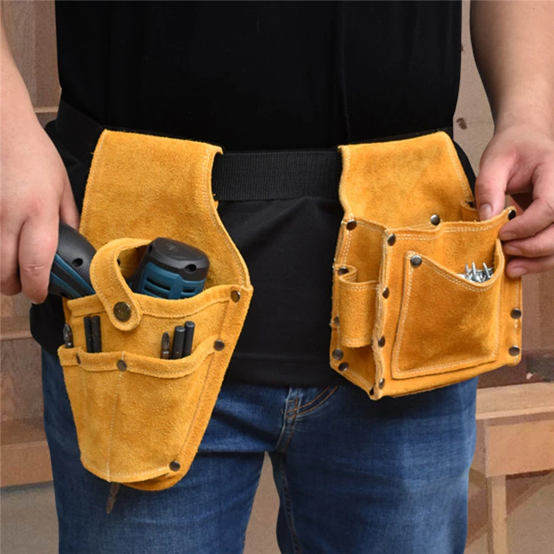 tool chest on wheels Cowhide Drill Holster Waist Tool Bag Electric Waist Belt Tool Pouch Bag With Belt For Power Drill Electric Screwdriver roller cabinet