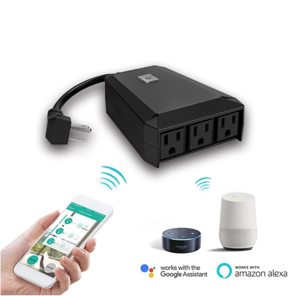 

10A Dual EU Plug Outdoor IP44 Waterproof Smart WIFI Socket Outlet Support Alexa Google Home IFTTT
