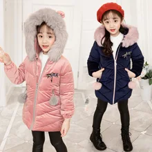 Manteau d'hiver Long épais coupe vent chaud pour enfants, veste pour petites filles, vêtements d'extérieur pour enfants de taille 100 160cm