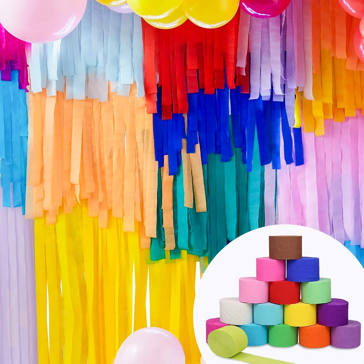 Fondo con borlas de papel crepé para fiesta de cumpleaños, telón de fondo de  boda para adultos y niños, cortinas de fondo de pared para fiesta de  despedida de soltera, 25m|Fondos para