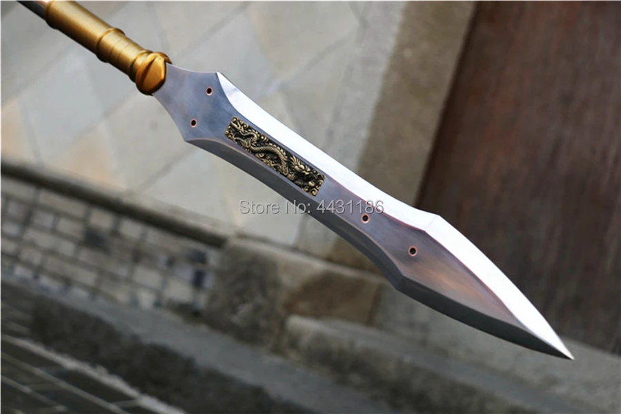 207CM Steel Handle Chinese Tradition Kungfu Weapon Lance Sword High Manganese Steel Spearhead Sharp Outdoors/Hunting Long Spear