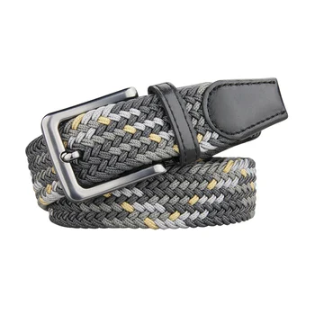 

Fashion The Newest Luxury Gentleman Belt Without Holes Men's Elastic Belt With Mixed Color Stretch Woven Canvas Belt Pants