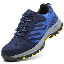  Work Man Woman Steel Toe Safety Shoes Anti-smashing Lightweight Breathable Outdoor Construction Shoes 