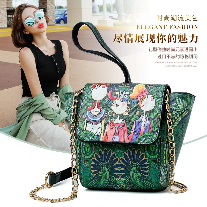 

2017 Summer New Style Forest Cartoon Printed WOMEN'S Bag Hand Crossbody Bag Fashion Small Square Bag WOMEN'S Bag