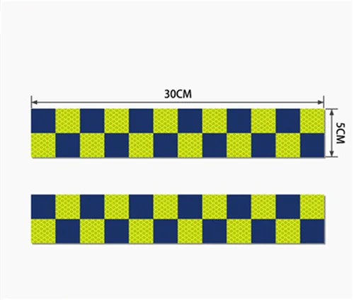 YellowGreenBlue 2 шт. синие светоотражающие наклейки Batenburg автомобильные наклейки ночного вождения Предупреждение лента со светоотражающими элементами автомобиля Декор Сделано с 3M - Цвет: YellowGreenBlue