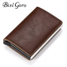 BISI GORO RFID кошелек алюминиевая коробка кредитный держатель для карт всплывающий клатч Чехол для карт тонкий мини кошелек защитный чехол для карт