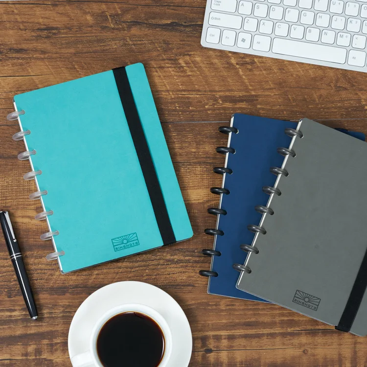

A5 Pu Notepad Plastic Discs Binding Mushroom Hole Loose-leaf This Creative Business Notebook Gift Custom Corporate LOGO