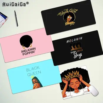 

RuiCaiCa Afro Black Girl Magic Queen Melanin Poppin Rubber PC Computer Gaming mousepad Free Shipping Large Keyboards Mat