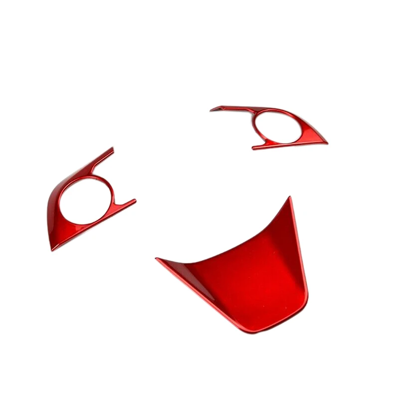 3PCs Car Red Steering Wheel Cover Decoration Trim Kit for Toyota Camry 2018 2019Interior