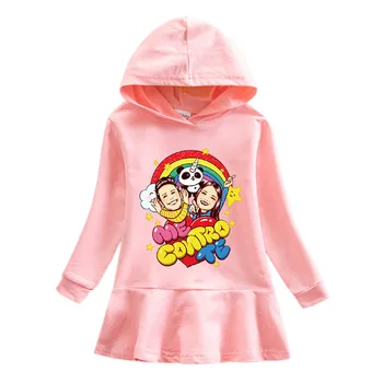 

Fashion 2020 Girl Dress Me Contro Te Spring and Autumn Cute Girls Cotton Hooded Sweater Cartoon Baby kids Casual Hoodie Dress