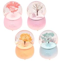 Arbre créatif boule de cristal, boîte à musique lumineuse en verre, ornements de neige flottants, décoration de maison Festive, cadeau d'anniversaire et de noël 