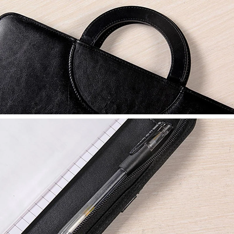 A4 папка для документов из искусственной кожи на молнии кольцо связующее Портативная сумка для конференций деловой портфель офисный