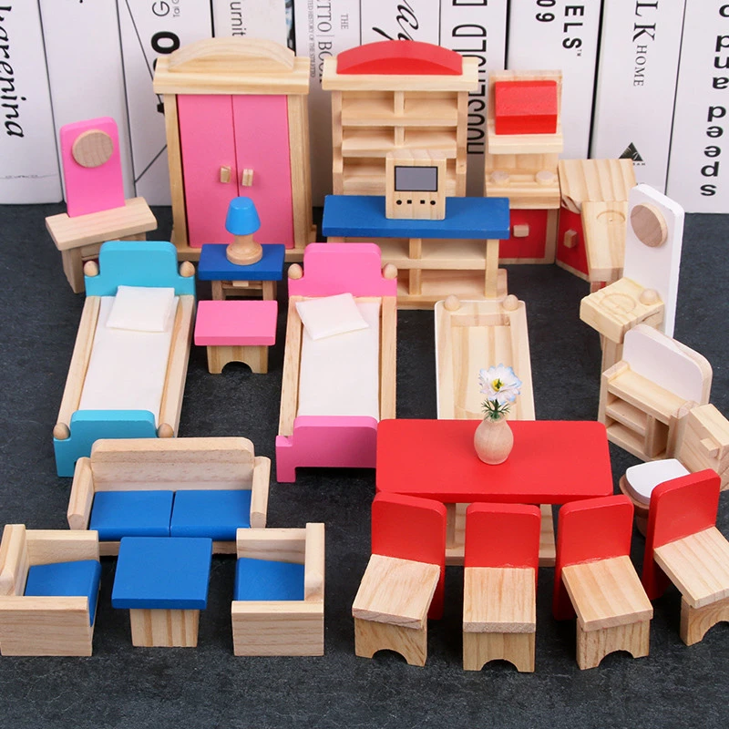 Miniature Furniture Dolls House Wooden Dollhouse Furniture Sets Pretend