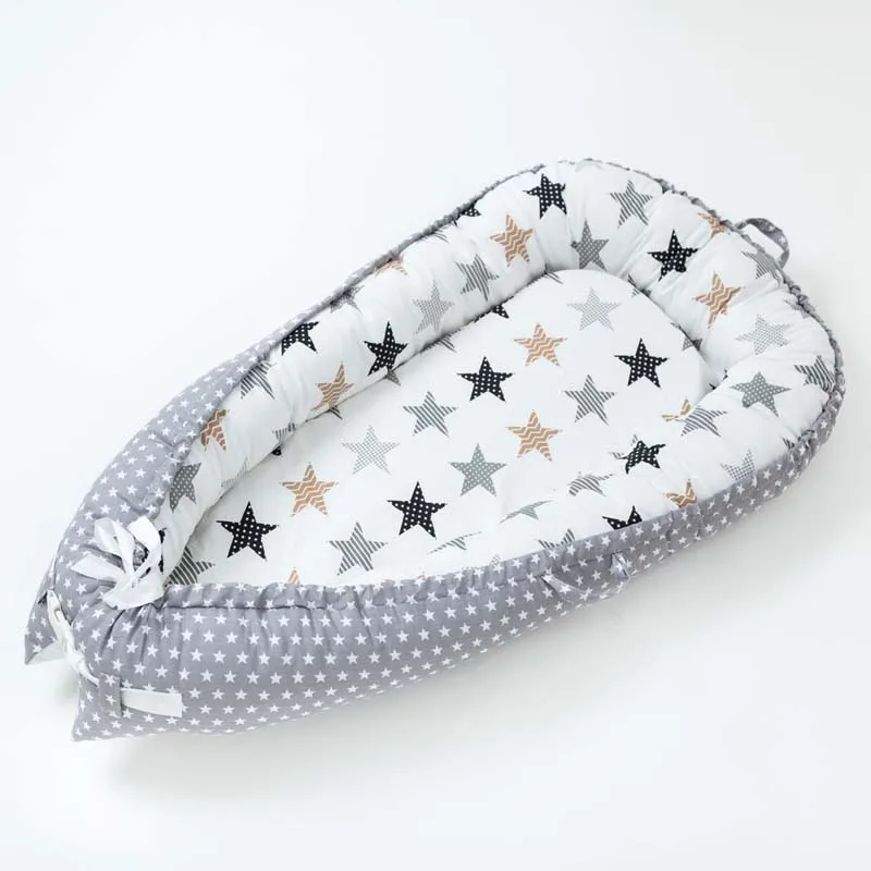 grey star Портативное детское гнездо для сна многофункциональная переносная съемная и моющаяся кроватка - Color: grey star