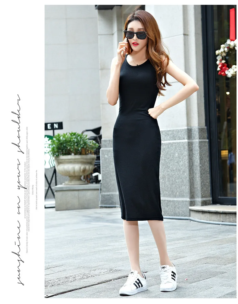 

WOMEN'S Dress Summer New Style Korean-style Solid Color Long Skirts Large Size Base Vest Skirt Dress Summer 2019