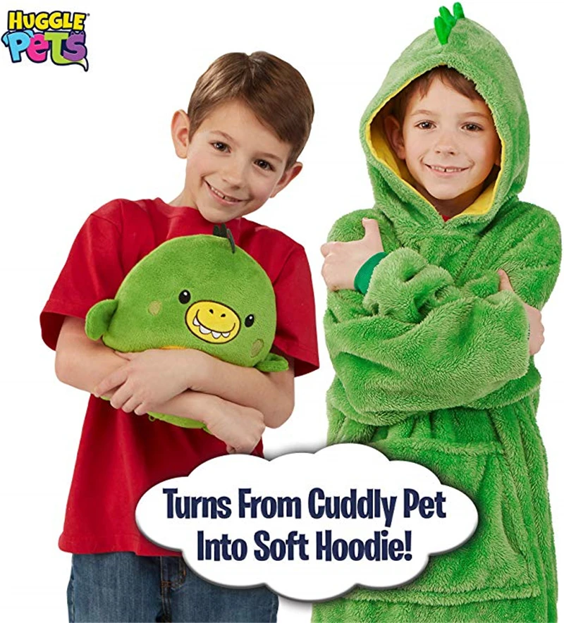 Худи Huggle Pets; толстовка с капюшоном в виде динозавра; теплые зимние пальто с капюшоном; банный халат; флисовый пуловер; Детский Рождественский подарок