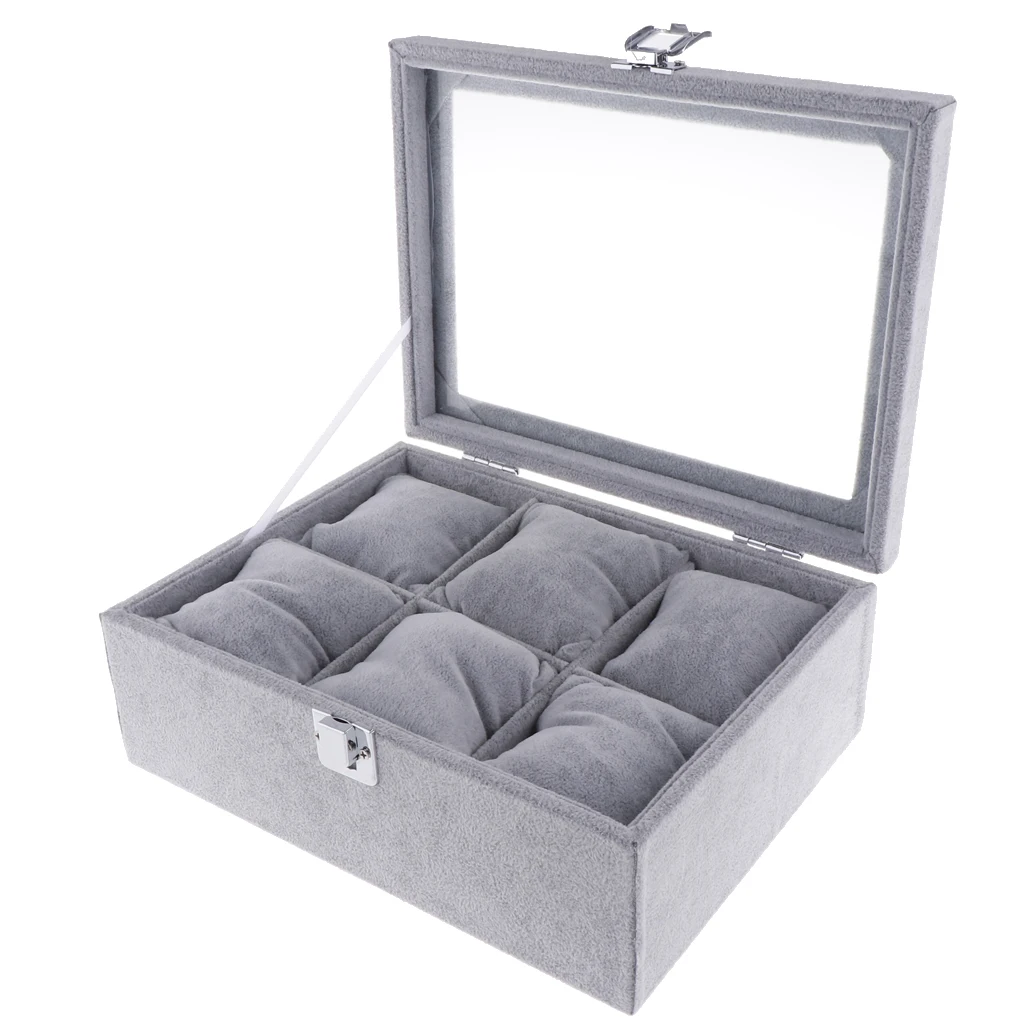 Bracelet Watch Organizer Velvet Jewelry Tray Showcase with Clear Viewing Lid