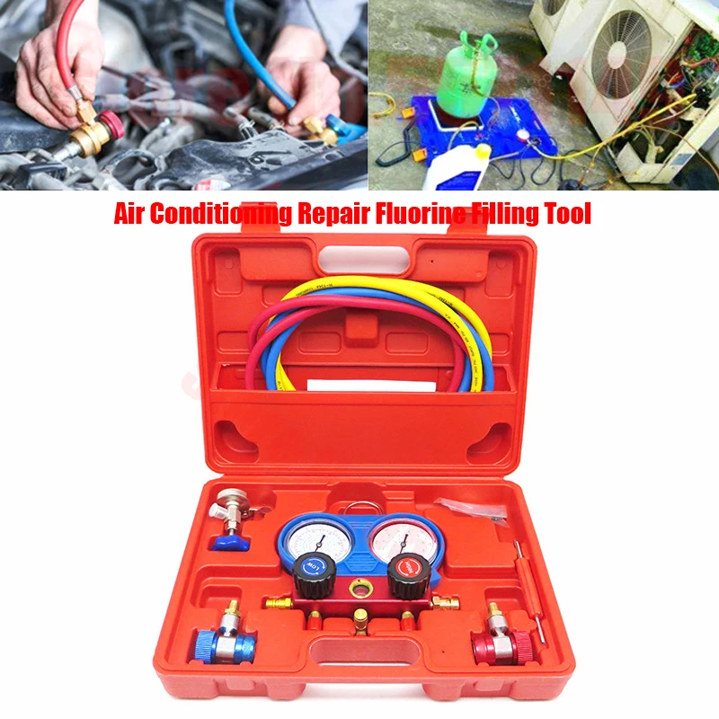 Car Air Vacuum Pump Conditioning Repair Fluorine Filling ToolR134A HVAC A/C Refrigeration Kit AC Manifold Gauge Set |
