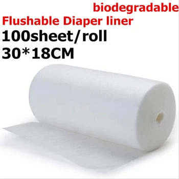 

1 Roll 100pcs Nature Disposable Bamboo Flushable Baby Diaper Nappy Liner Biodegradable Bamboo Inserts Pads