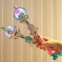 2022 brinquedos luminosos luzes elétricas música menina crianças mão segurar céu estrelado varinha mágica ceptro plástico princesa rainha jogar