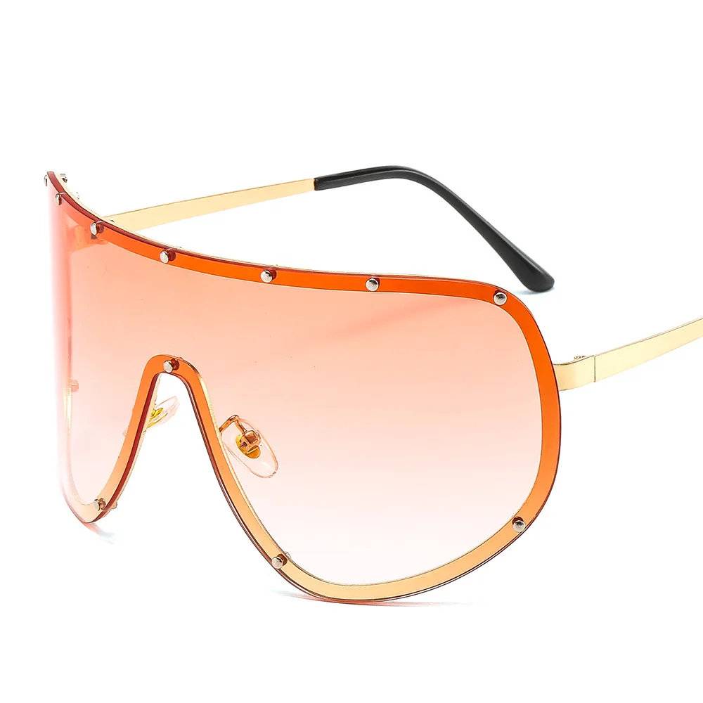 Gafas de sol de gran tamaño sin montura para hombre mujer, lentes una pieza con visera, máscara a prueba de viento, negras, grandes, UV400|Gafas de sol para mujer| - AliExpress