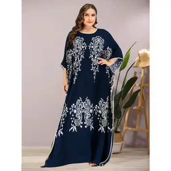 

Women Casual batwing Sleeve Print maxi Dress plus size african dashiki loose abaya kaftan ramadan robe moroccan gown VKDR2120