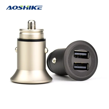 

Aoshike Full Zinc Alloy Dual USB 5V 4.8A Car Charger Fast Charge One For Two 2 Port Smart Mini Car-Adapter Auto Power Adapter