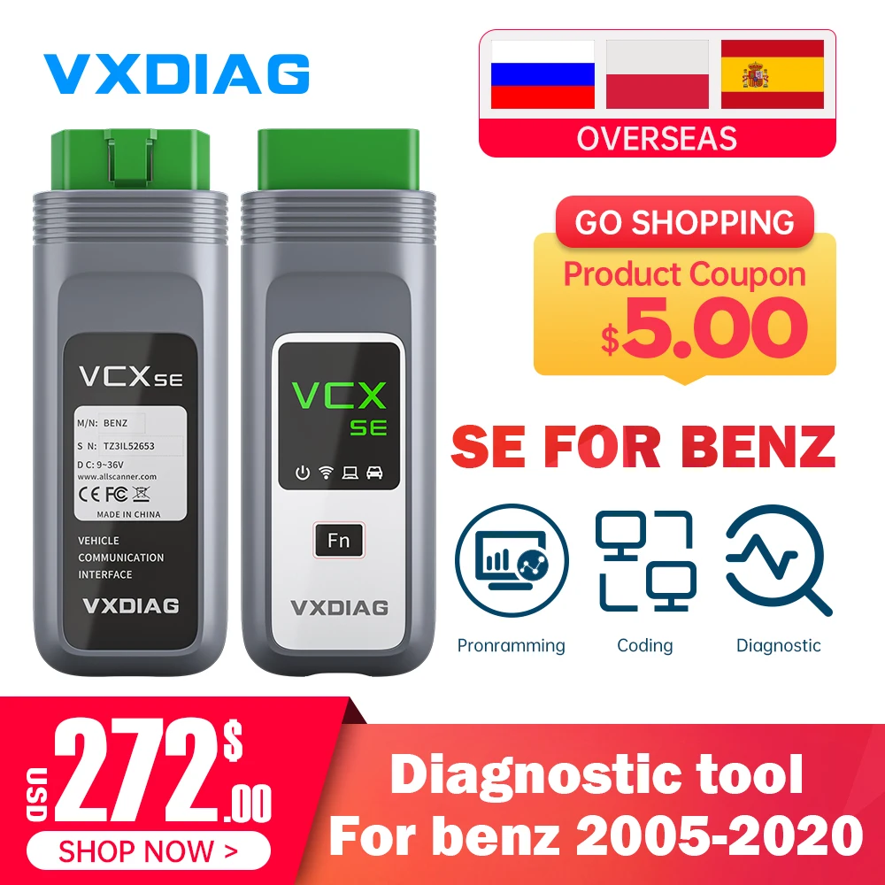 Автомобильный сканер VXDIAG VCX SE Автономная кодирующая машина C6 для Mercedes PK MB Star C4 OBD2