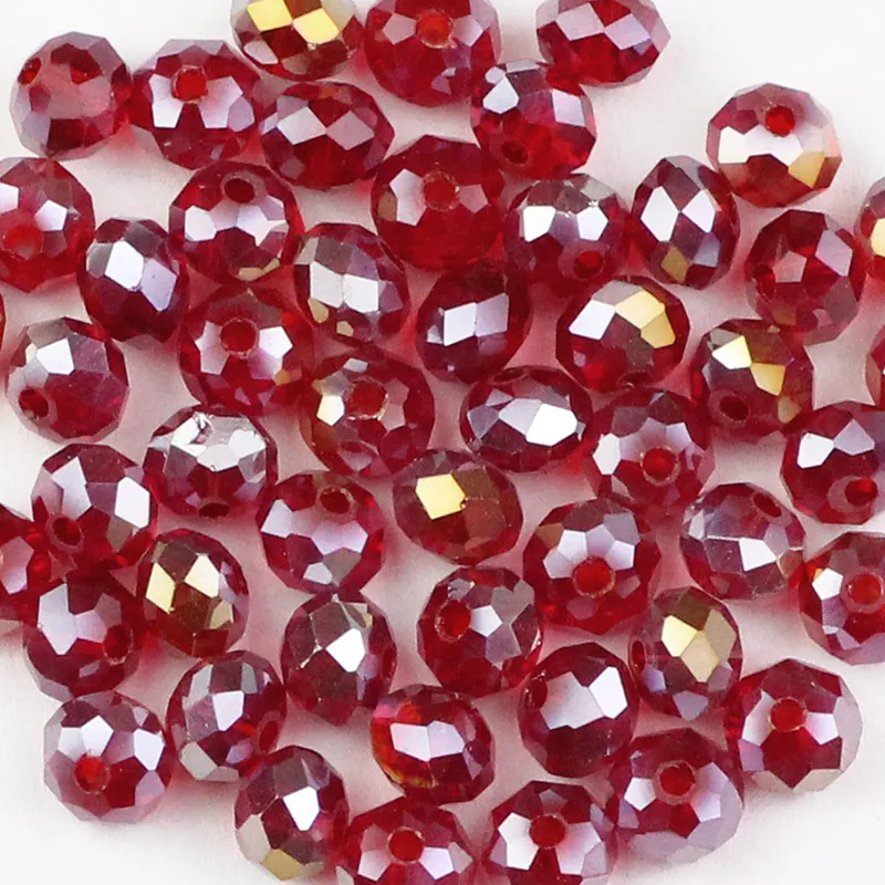 HGKLBB бусины с австрийскими кристаллами Rondelle, 6 мм, 50 шт., Круглые граненые стеклянные бусины, бусины для рукоделия - Цвет: Dark Red
